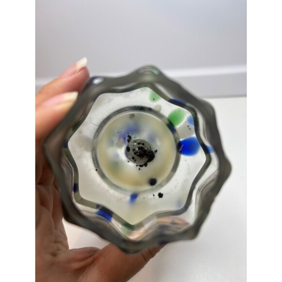 Hand Blown Art Glass Multicolor Christmas Tree Figure Decor candle holder - Picture 5 of 9